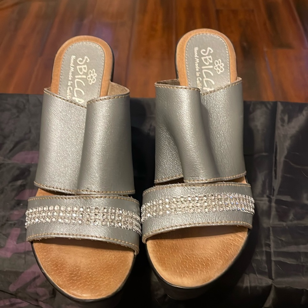S Bicca Silver Wedge Sandals